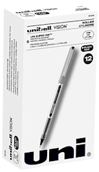 PENS, UNIBALL ROLLERBALL, FINE POINT, 0.7MM, BLACK INK, 12/CT LARGE